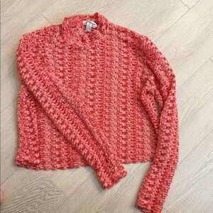 Red Textured Long Sleeve Top